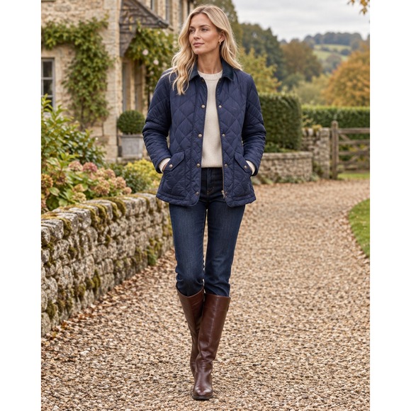 Boden Jackets & Blazers - Boden London Quilted Barn Jacket Navy Corduroy Collar Women's S